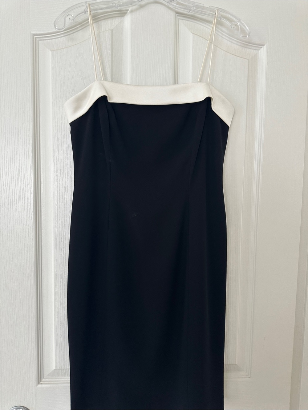 Ann Taylor Black Strapless Dress with White Trim